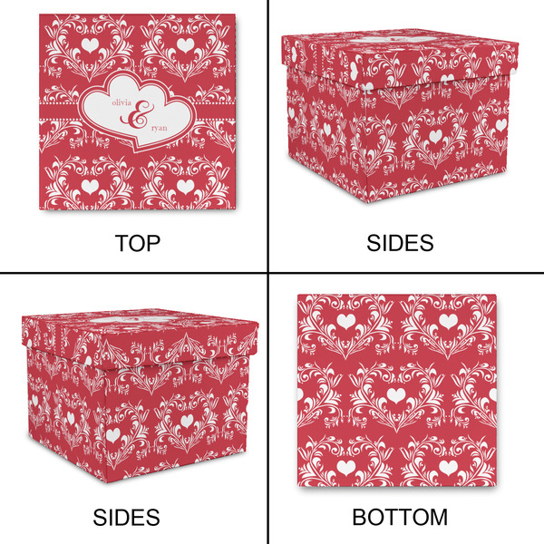 Heart Damask Gift Boxes with Lid - Canvas Wrapped - Large - Approval