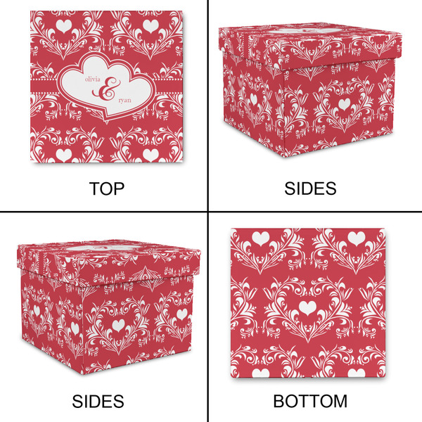 Heart Damask Gift Boxes with Lid - Canvas Wrapped - Small - Approval