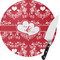 Heart Damask Round Glass Cutting Board - Medium (Personalized)