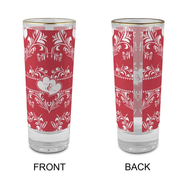 Heart Damask Glass Shot Glass - 2 oz - Single - APPROVAL