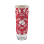 Heart Damask 2 oz Shot Glass - Glass with Gold Rim (Personalized)