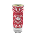 Heart Damask 2 oz Shot Glass -  Glass with Gold Rim - Set of 4 (Personalized)