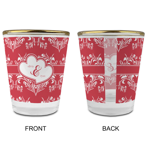 Heart Damask Glass Shot Glass - with gold rim - APPROVAL