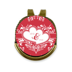 Heart Damask Golf Ball Marker - Hat Clip - Gold