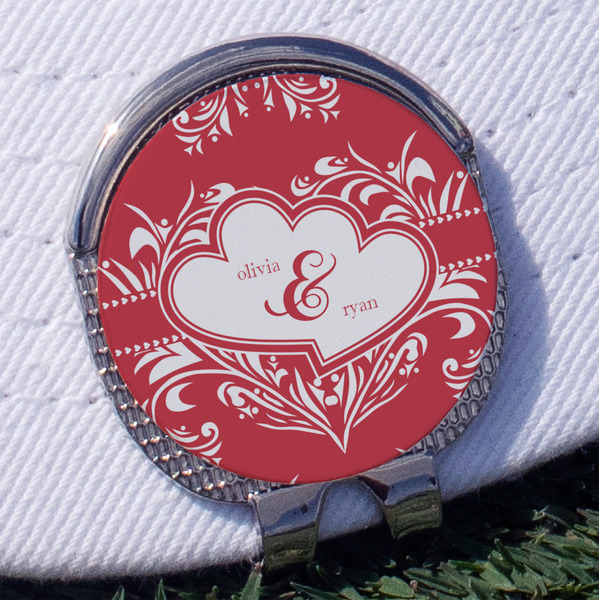 Custom Heart Damask Golf Ball Marker - Hat Clip