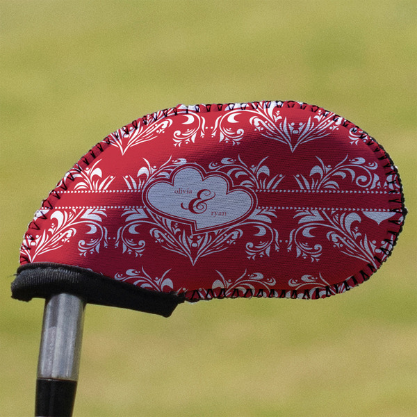 Custom Heart Damask Golf Club Iron Cover (Personalized)