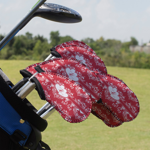 Custom Heart Damask Golf Club Iron Cover - Set of 9 (Personalized)