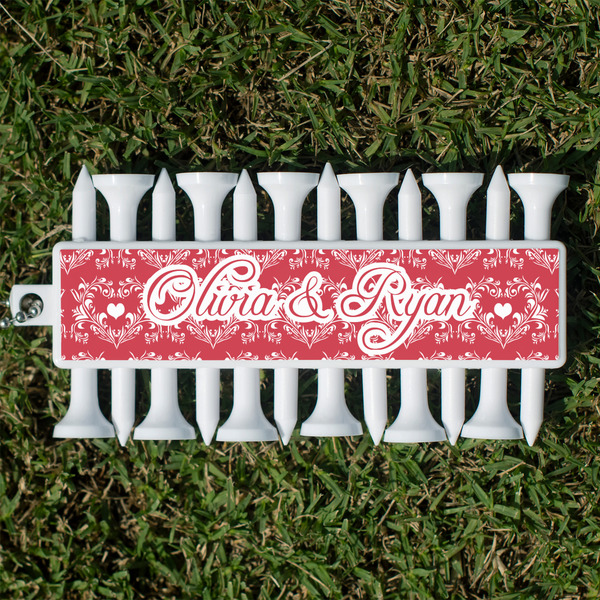 Custom Heart Damask Golf Tees & Ball Markers Set (Personalized)