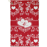 Heart Damask Golf Towel - Poly-Cotton Blend - Small w/ Couple's Names