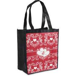 Heart Damask Grocery Bag (Personalized)