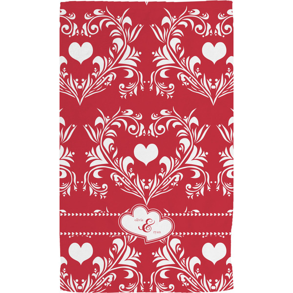 Heart Damask Hand Towel (Personalized) Full