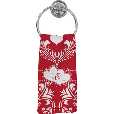 Heart Damask Hand Towel - Full Print (Personalized)