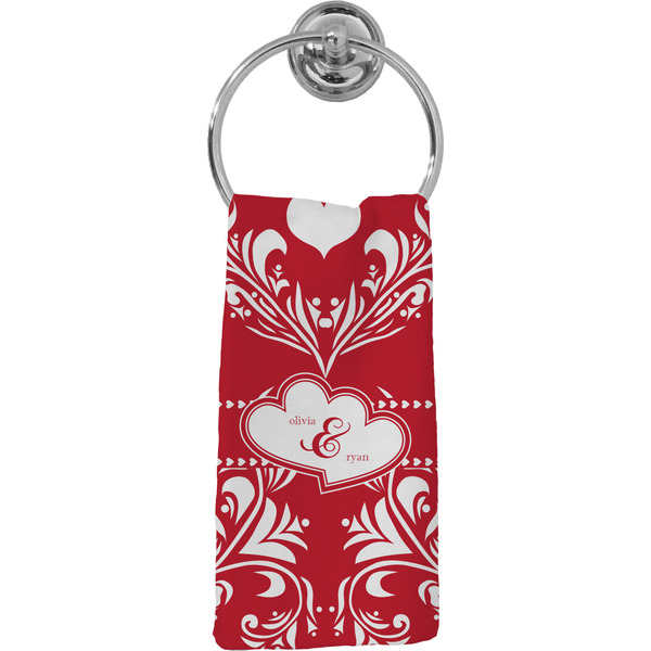 Custom Heart Damask Hand Towel - Full Print (Personalized)