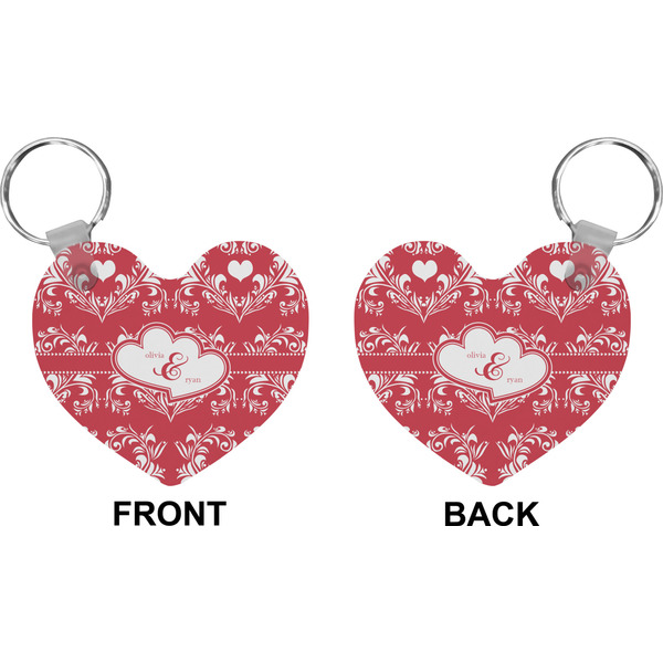 Heart Damask Heart Keychain (Front + Back)