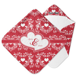 Heart Damask Hooded Baby Towel (Personalized)