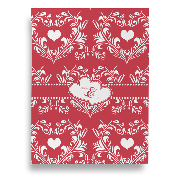 Heart Damask House Flags - Double Sided - FRONT