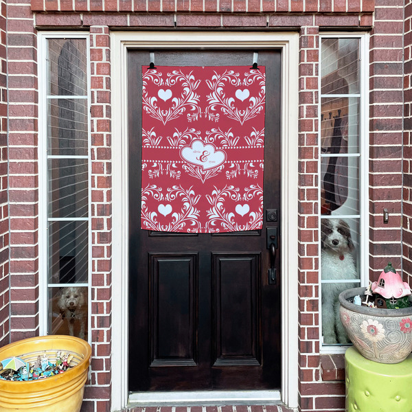 Heart Damask House Flags - Double Sided - (Over the door) LIFESTYLE