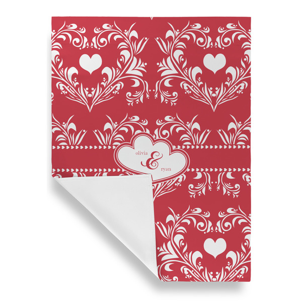 Heart Damask House Flags - Single Sided - FRONT FOLDED
