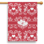 Heart Damask 28" House Flag (Personalized)