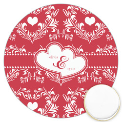 Heart Damask Printed Cookie Topper - 3.25" (Personalized)