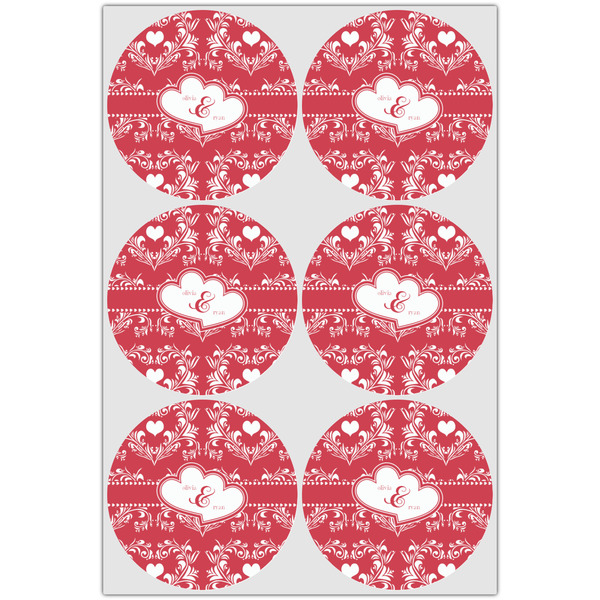 Heart Damask Icing Circle - Large - Set of 6