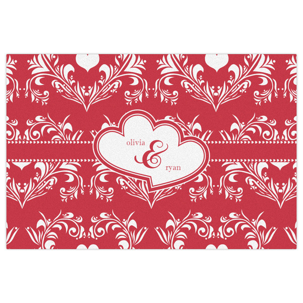 Heart Damask Indoor / Outdoor Rug - 2'x3' - Front Flat