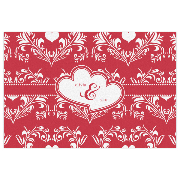 Heart Damask Indoor / Outdoor Rug - 4'x6' - Front Flat