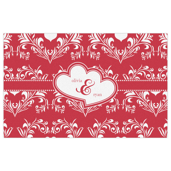 Heart Damask Indoor / Outdoor Rug - 5'x8' - Front Flat