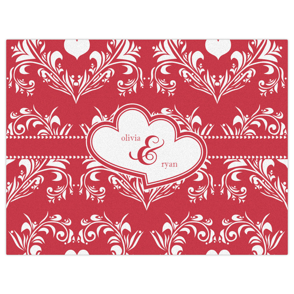 Heart Damask Indoor / Outdoor Rug - 6'x8' - Front Flat