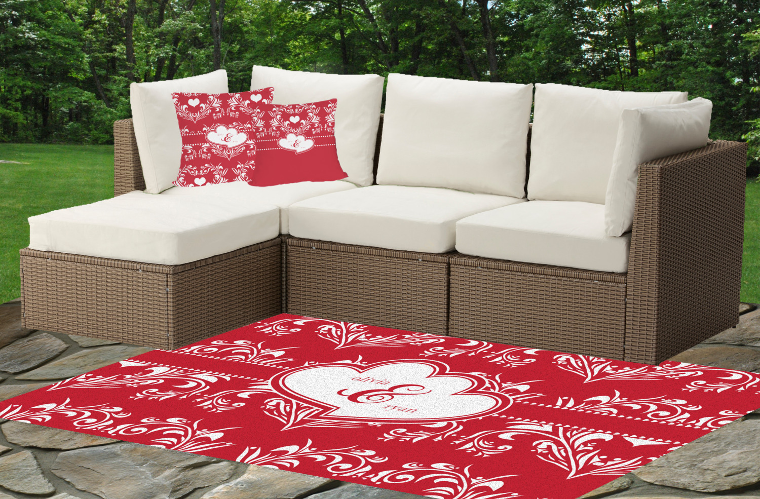 Heart Damask Outdoor Pillow 20" (Personalized) YouCustomizeIt