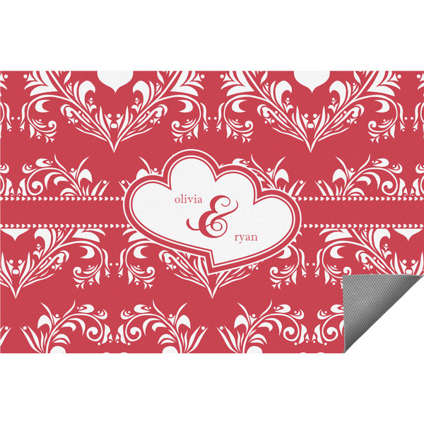 Custom Heart Damask Indoor / Outdoor Rug - 8'x10' (Personalized)
