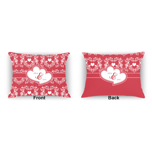 Heart Damask  Indoor Rectangular Burlap Pillow (Front and Back)