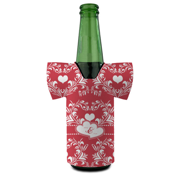 Heart Damask Jersey Bottle Cooler - FRONT (on bottle)