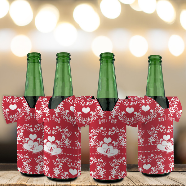Heart Damask Jersey Bottle Cooler - Set of 4 - LIFESTYLE
