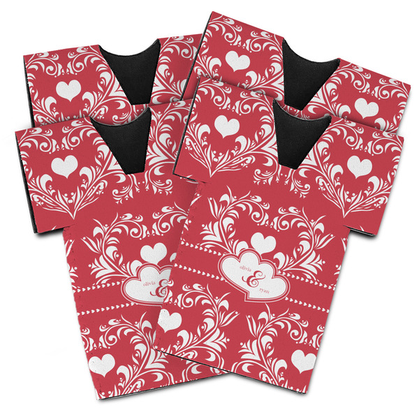 Heart Damask Jersey Bottle Cooler - Set of 4 - MAIN (flat)