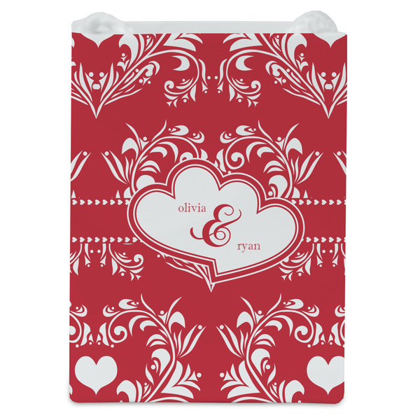 Heart Damask Jewelry Gift Bag - Matte - Front
