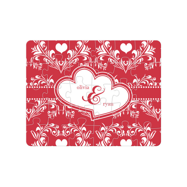 Custom Heart Damask Jigsaw Puzzles (Personalized)