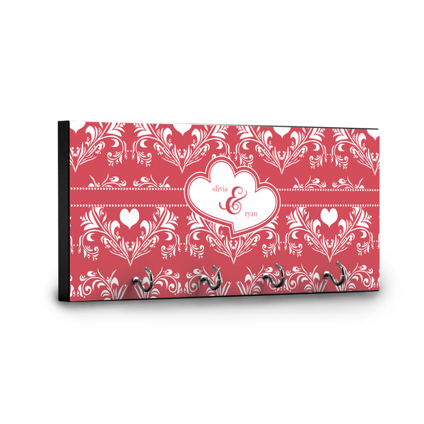 Heart Damask Key Hanger - Front View with Hooks