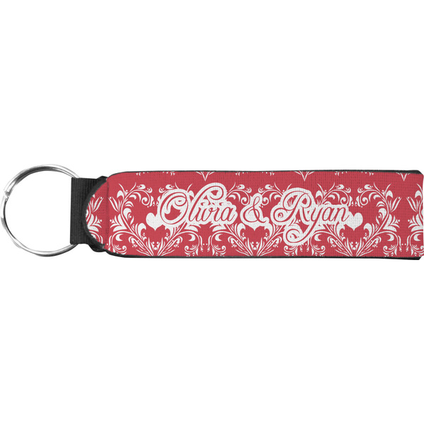 Custom Heart Damask Neoprene Keychain Fob (Personalized)