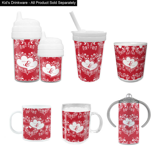 Heart Damask Kid's Drinkware - Customized & Personalized