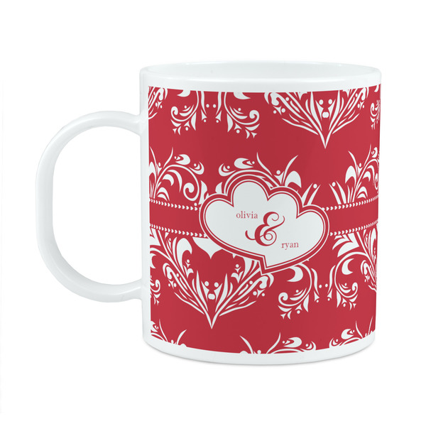 Custom Heart Damask Plastic Kids Mug (Personalized)