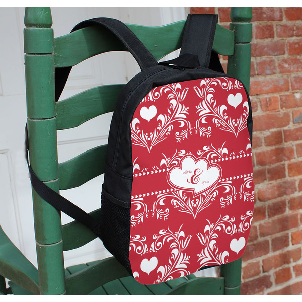 Heart Damask Kids Backpack - In Context