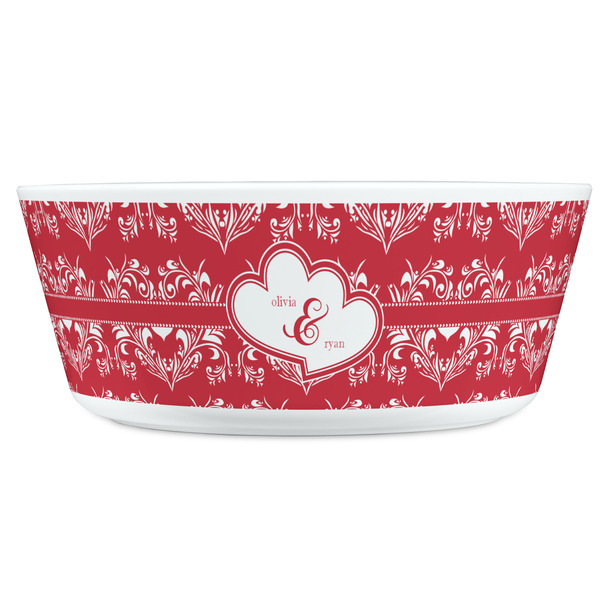 Heart Damask Kids Bowls - FRONT