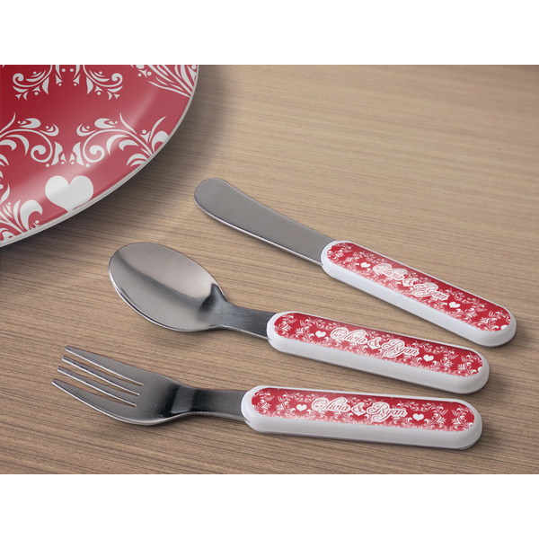 Heart Damask Kids Flatware w/ Plate
