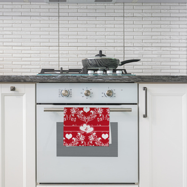 Heart Damask Kitchen Towel - Poly Cotton - Lifestyle