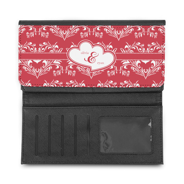 Heart Damask Ladies Wallet - Half Way Open