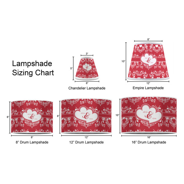 Heart Damask Lampshade Sizing Chart