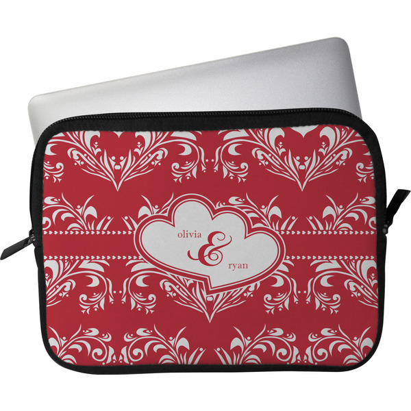 Custom Heart Damask Laptop Sleeve / Case (Personalized)