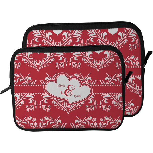 Heart Damask Laptop Sleeve (Size Comparison)