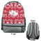 Heart Damask Large Backpack - Gray - Front & Back View